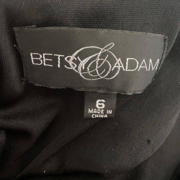 Betsy & Adam Black One Shoulder Dress with Gold Accents - Picture 8 of 9